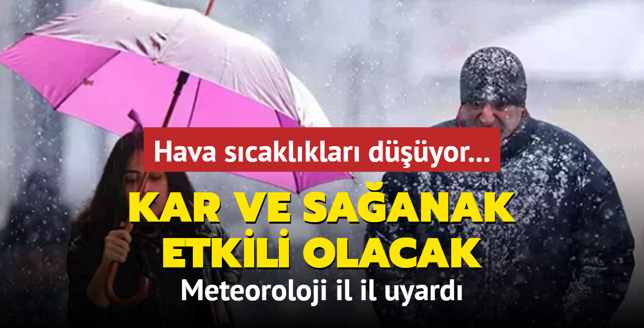 Hava scaklklar hissedilir ekilde decek... Beklenen kar ve saanak etkili olacak