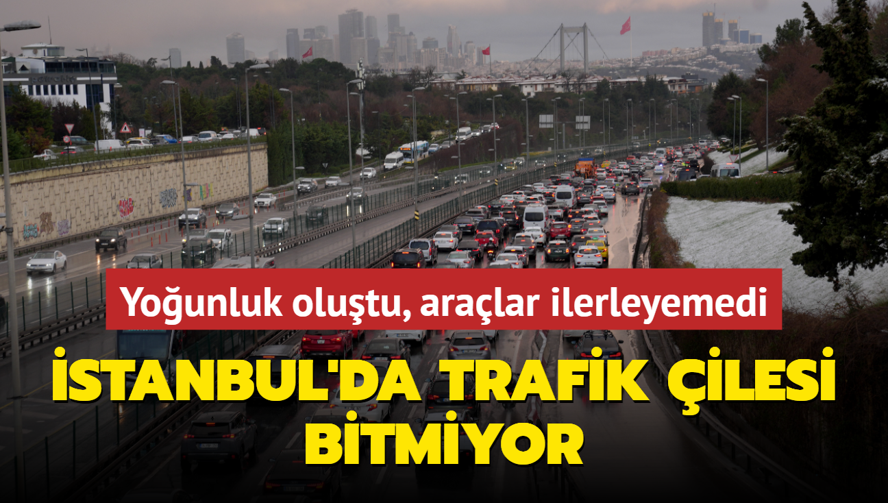 stanbul'da trafik ilesi bitmiyor... Younluk olutu, aralar ilerleyemedi