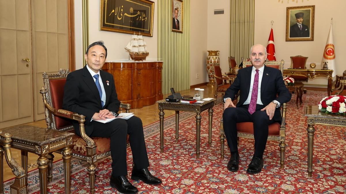 TBMM Bakan Kurtulmu, Japonya'nn Ankara Bykelisi Takahiko'yu kabul etti