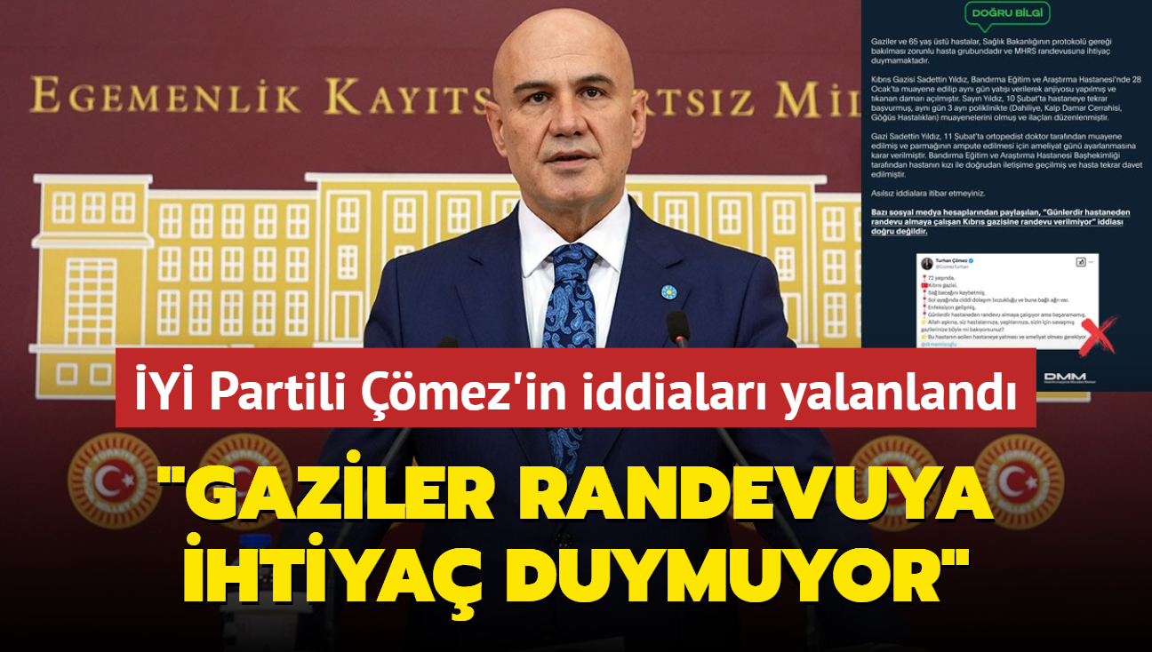 Y Partili mez'in iddialar yalanland... "Gaziler MHRS randevusuna ihtiya duymuyor"