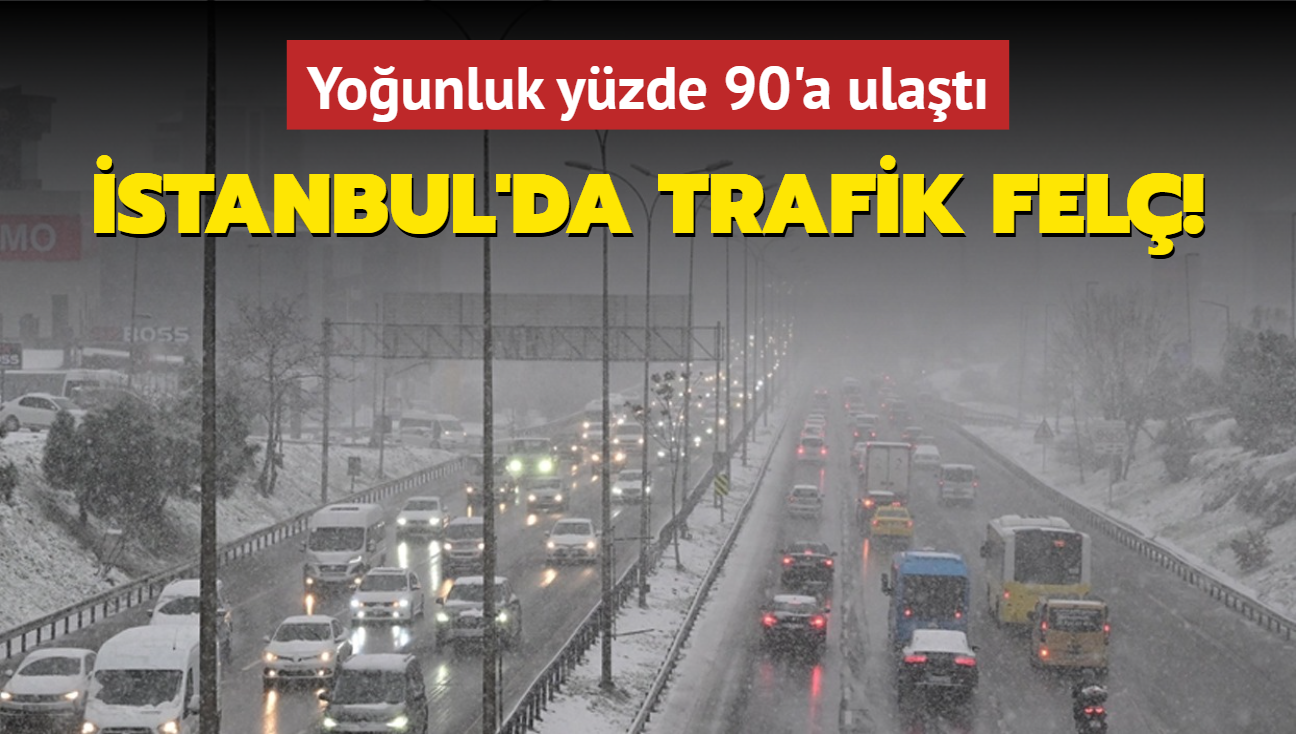 stanbul'da trafik fel oldu: Younluk yzde 90'a ulat