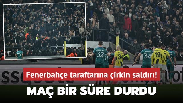 Fenerbahe taraftarna irkin saldr! Ma bir sre durdu