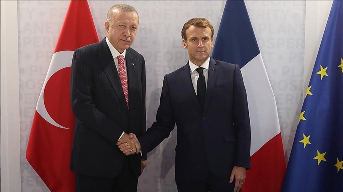 Bakan Erdoan, Fransa Cumhurbakan Macron ile grt