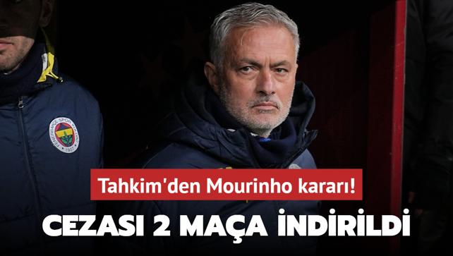 Tahkim'den Mourinho karar! Cezas 2 maa indirildi