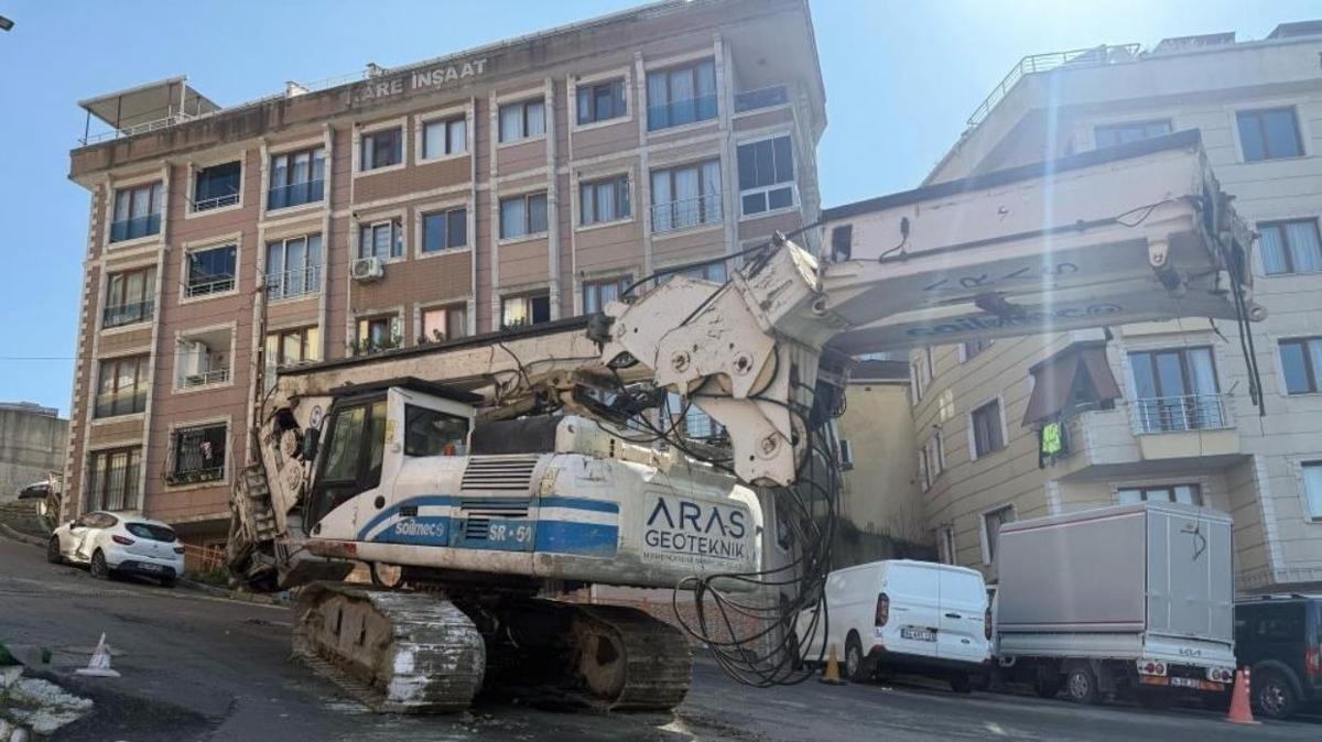 Kathane'de korkutan anlar! Halat koptu i makinesi yoku aa kayd