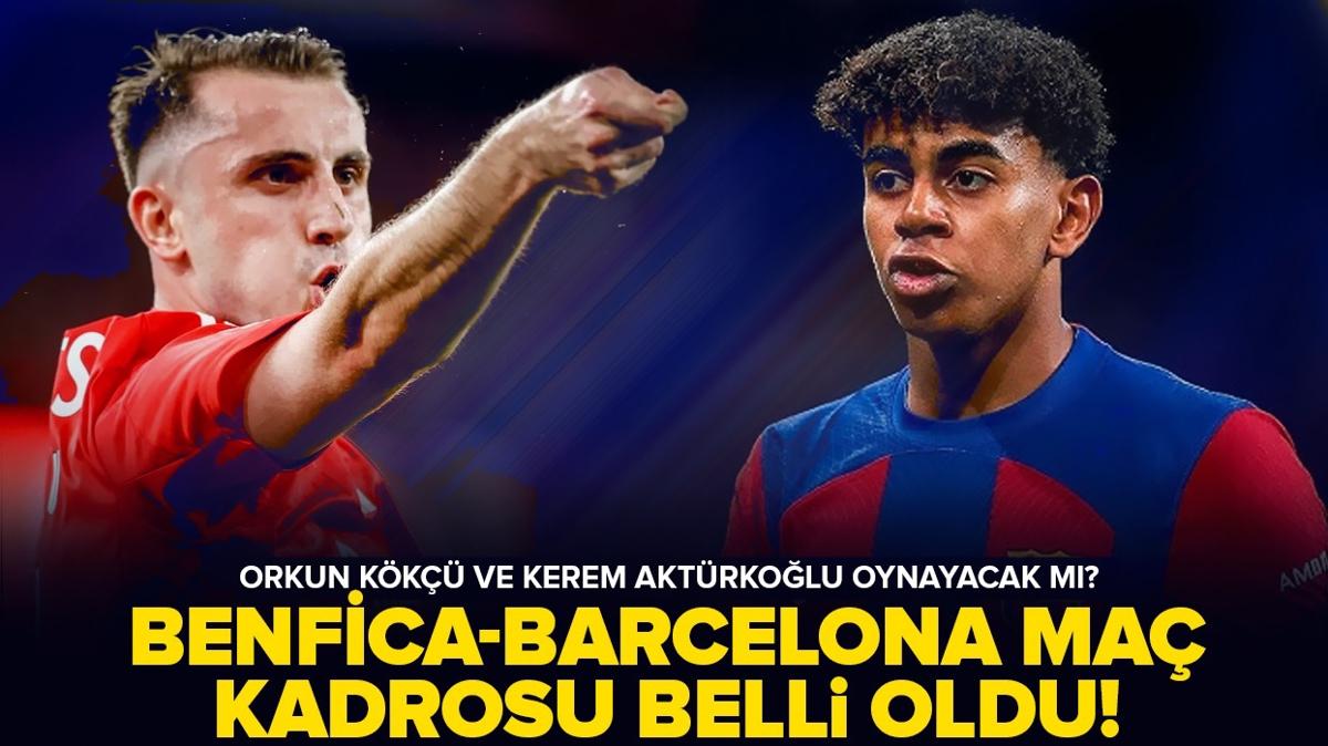 Benfica-Barcelona ma kadrosu belli oldu! Orkun Kk ve Kerem Aktrkolu oynayacak m" te Benfica-Barcelona muhtemel 11'ler