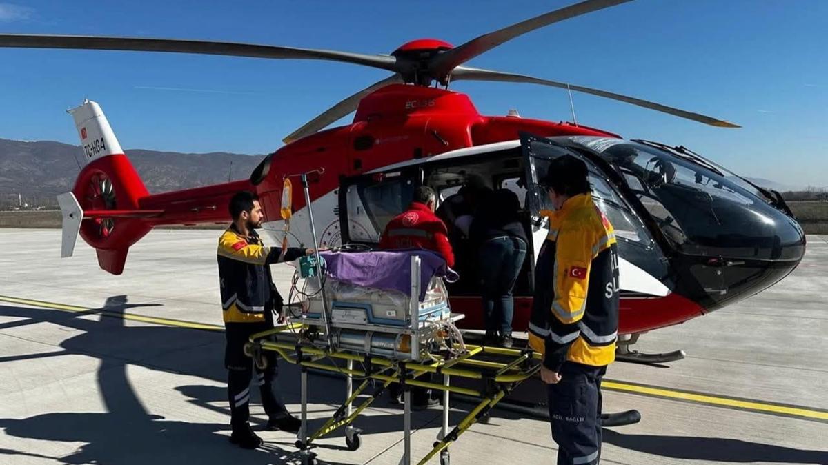 Tokat'ta ambulans helikopter 14 gnlk bebek iin havaland
