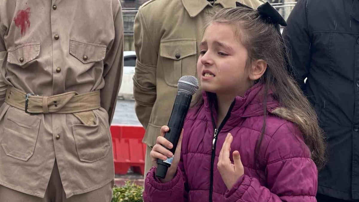 Gzyalar iinde anakkale iiri okuyan kk kz duygulandrd