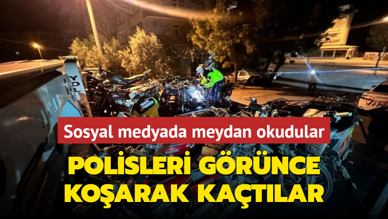 Sosyal medyada birbirlerine meydan okuyan genler polisleri grnce koarak kat