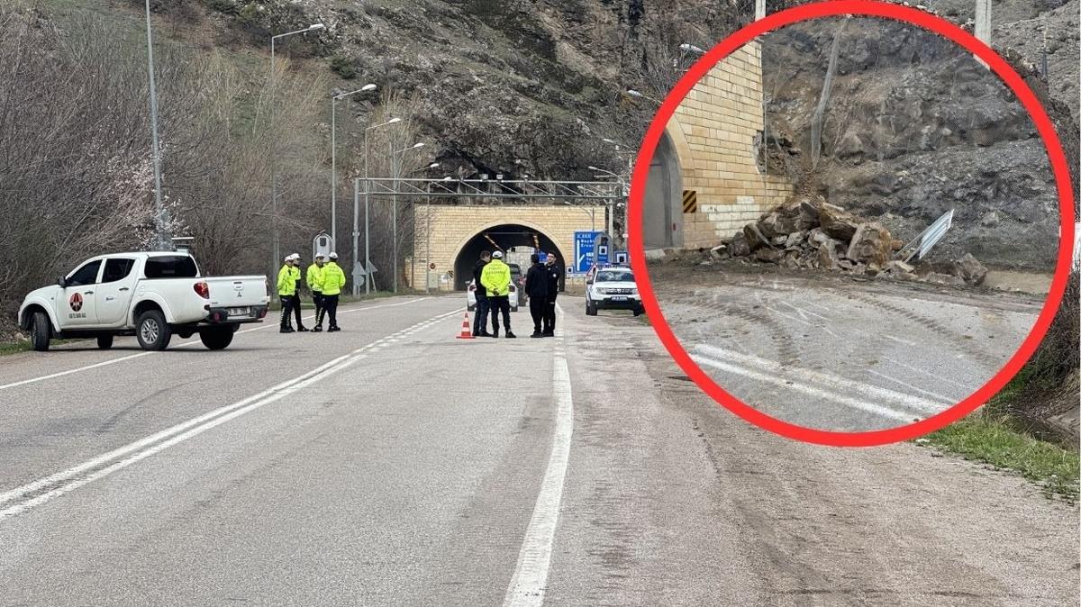 Gmhane-Trabzon kara yolunda heyelan! Trafie kapand