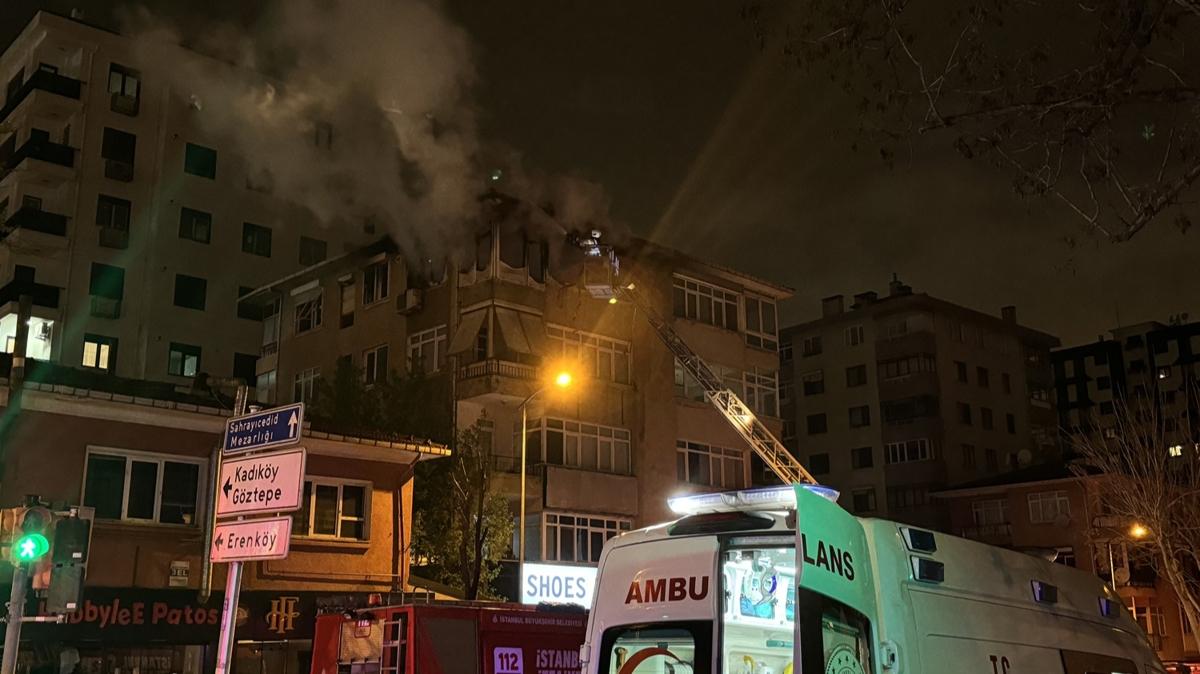 Kadky'de apartman dairesinde yangn!