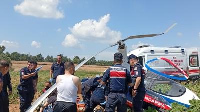 Adana'da jandarma cayrokopteri araziye sert ini yapt