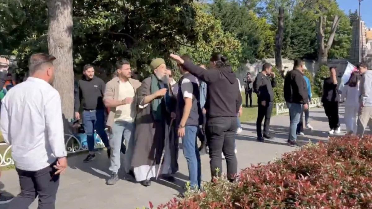 Sarahane'de barbarlk! Cbbeli sarkl yal adam hedef aldlar