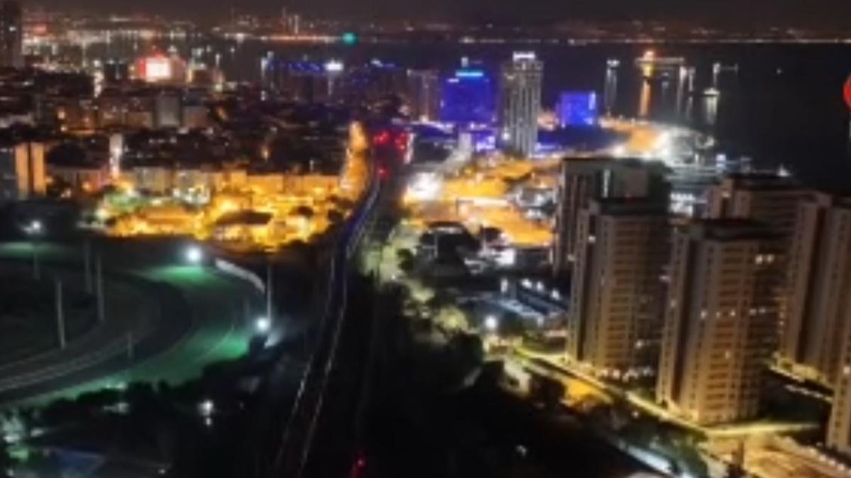 Gece olunca ehrin altna balyor! Sra d deiim havadan grntlendi