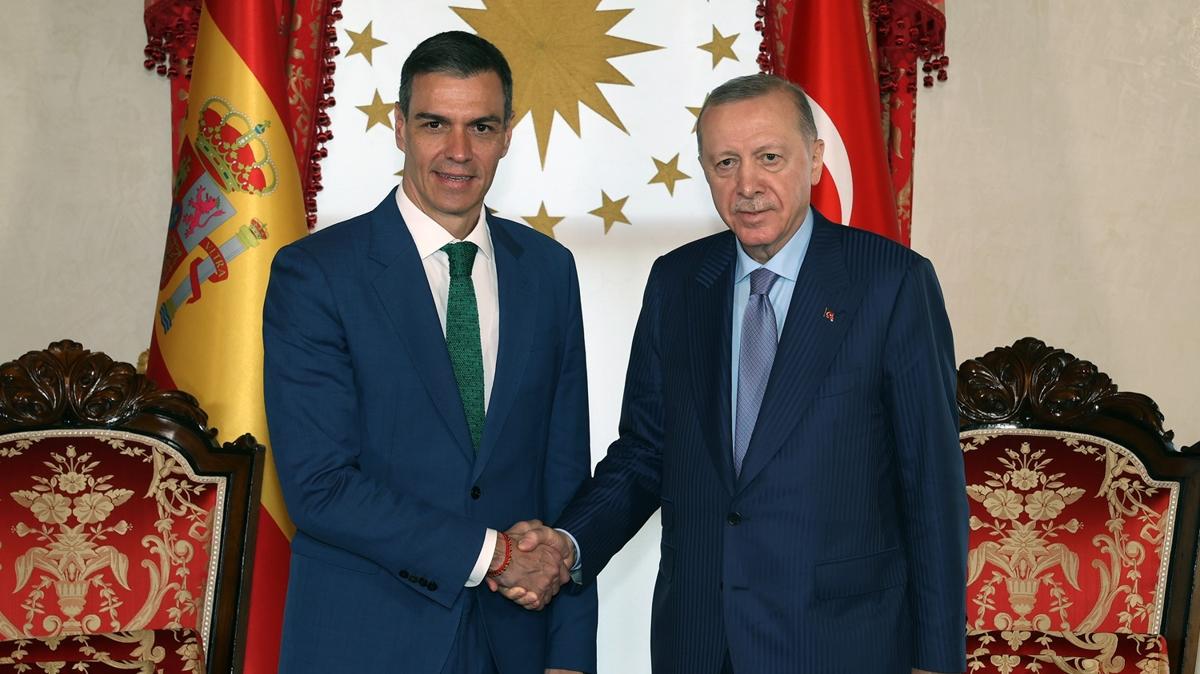 Bakan Erdoan, Sanchez'i kabul etti! Gazze'de onurlu duru vurgusu