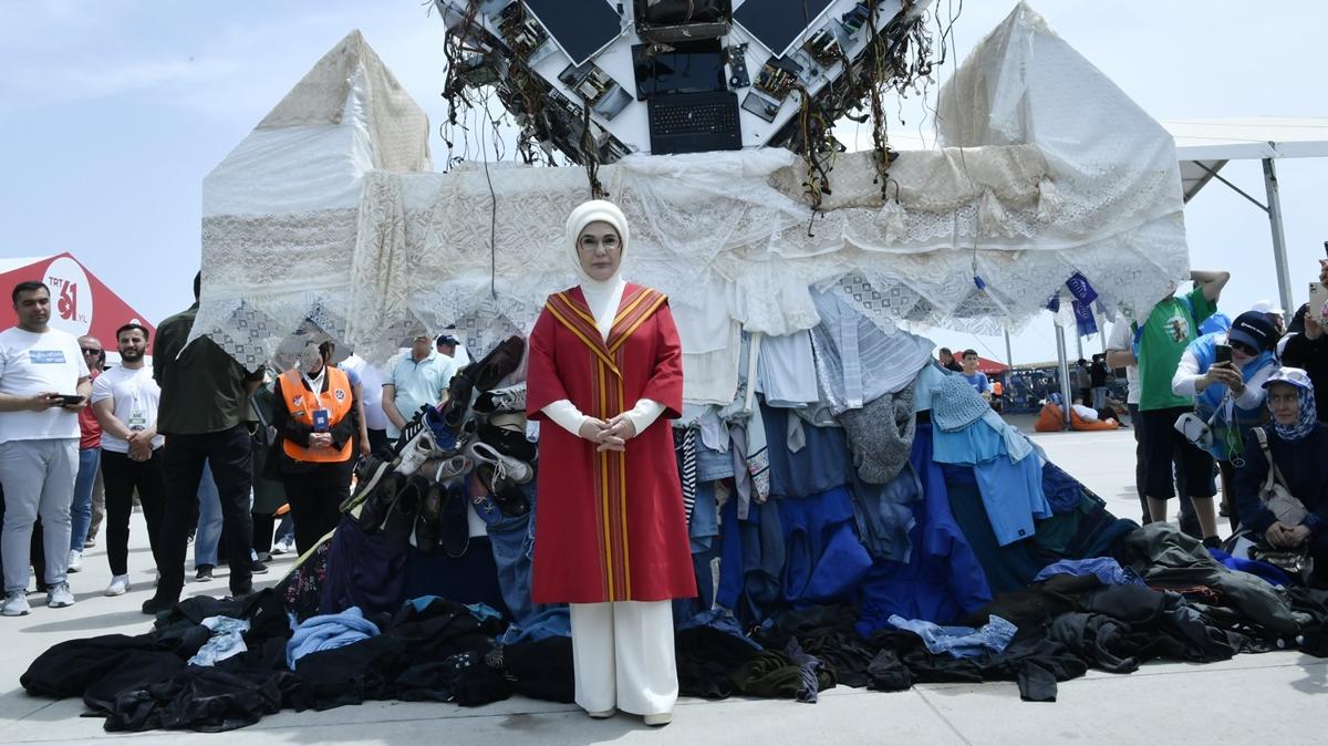 Etnospor Kltr Festivali'ne katlan Emine Erdoan Aile Obas'n ziyaret etti