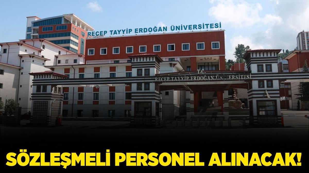 Recep Tayyip Erdoan niversitesi 9 Szlemeli Personel alacak!