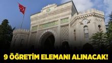 stanbul niversitesi 9 retim Eleman alacak!