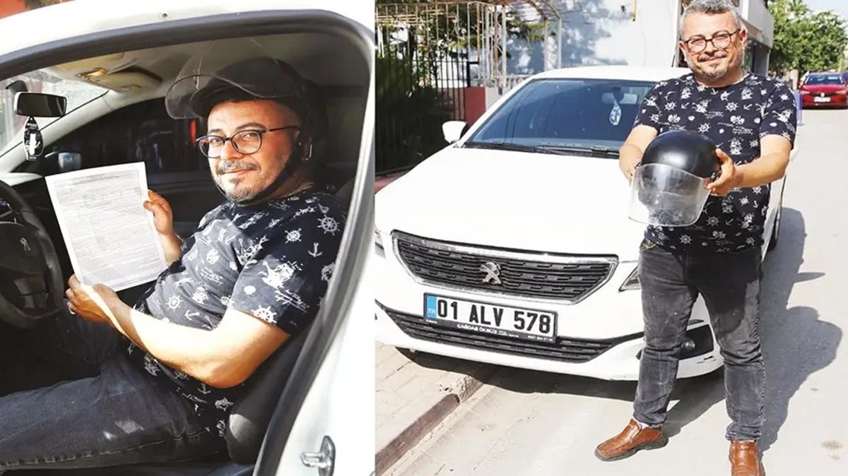 Otomobil srcsne kask cezas... Gerek Mobese'de ortaya kt