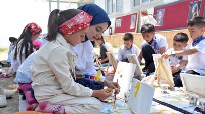 Vanl ressam Pnar Dereli, doup byd mahalledeki ocuklar sanatla buluturdu