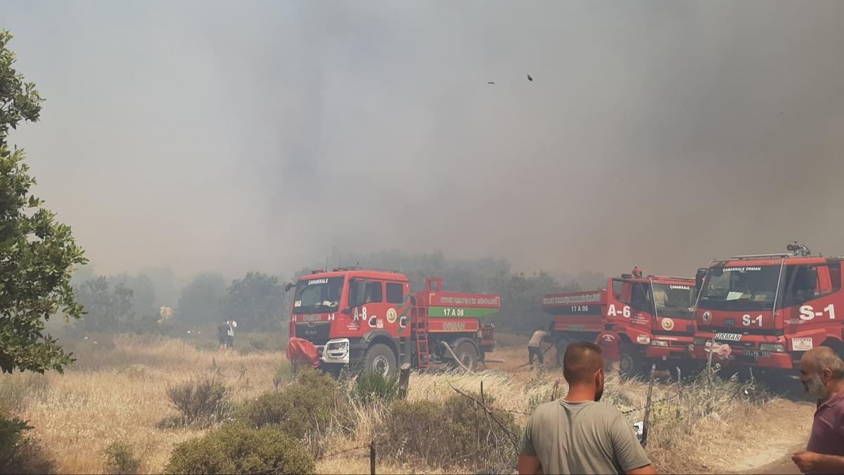 anakkale'de tarm arazisinde yangn! ok sayda ekip sevk edildi