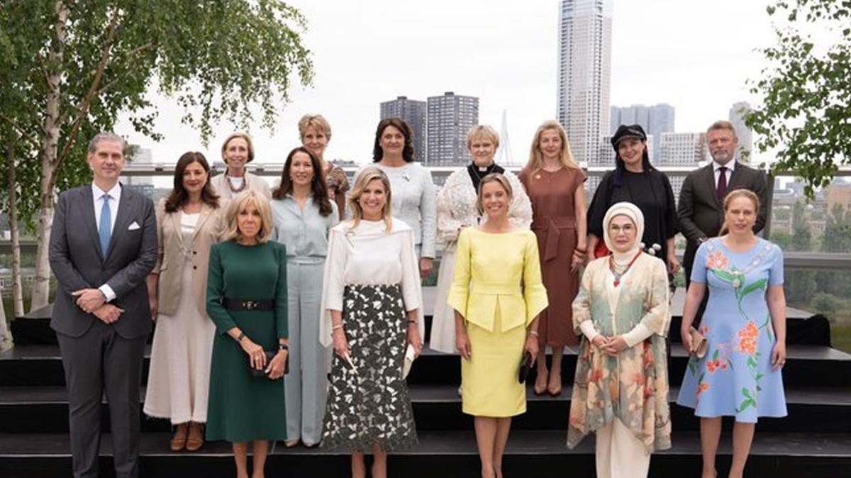 Emine Erdoan, Hollanda Kraliesi Cerruti'nin ev sahipliinde lider eleriyle bir araya geldi