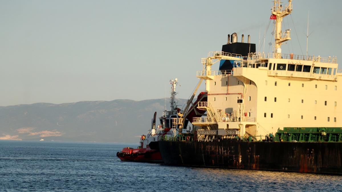 Tekirda'da karaya oturan gemi kurtarld