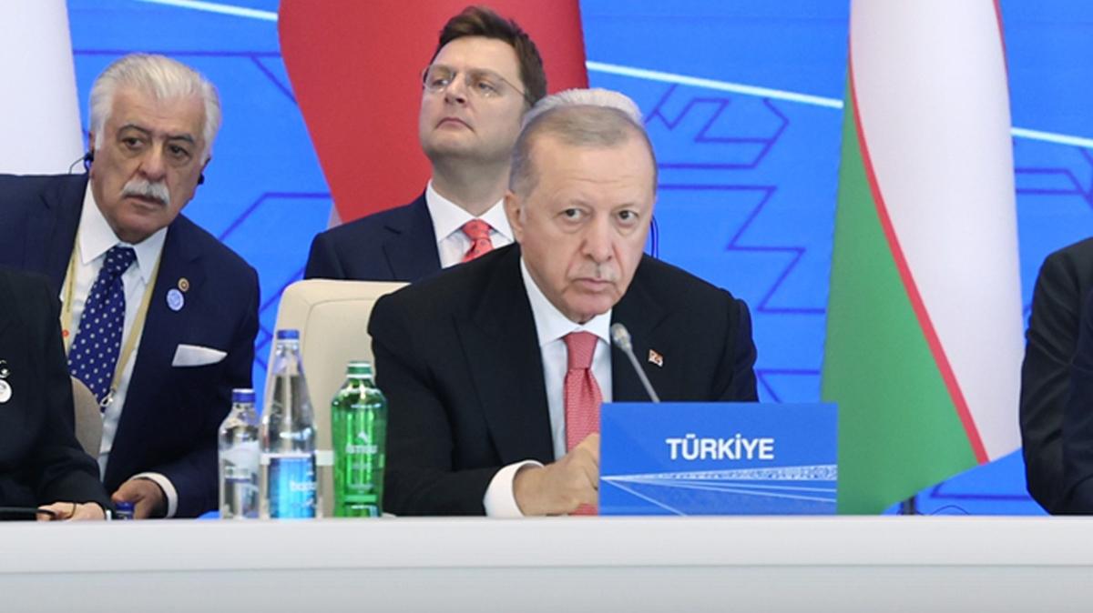 Bakan Erdoan'dan Azerbaycan'da Gazze ars: Mezalim bir an nce durmal