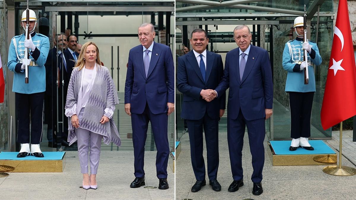 Bakan Erdoan Meloni Libya fotoraflar resimleri