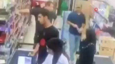 Gpegndz market soygunu kamerada! Kasiyeri bakla tehdit etti