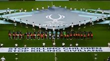 Yine ''srail'' diyemediler! UEFA'dan Sper Kupa manda tepki eken pankart