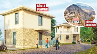Yanan ky evlerinin inas balyor... 1 ylda 350 ev bitecek