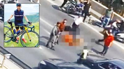 Motosikletle arpt! Bisiklet sporcusunun feci lm