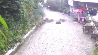 Artvin'de heyelan an kamerada! Kayalar iletmeye ramak kala durdu