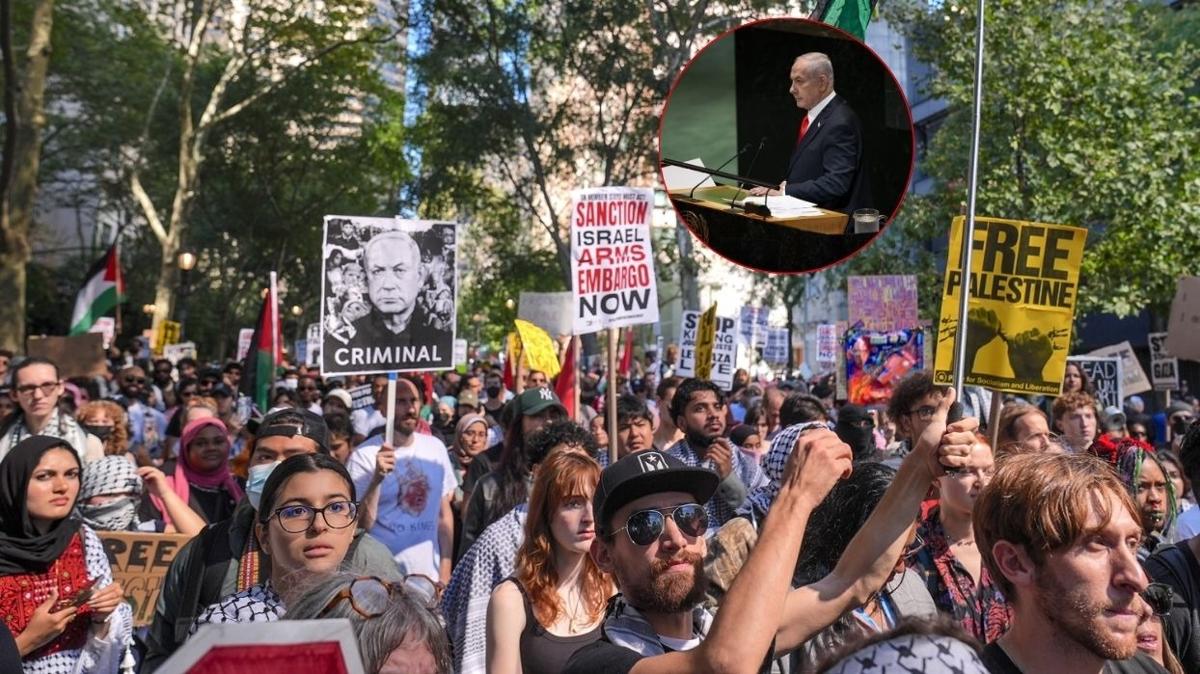 Netanyahu BM konumas protesto bo salon fotoraflar resimleri