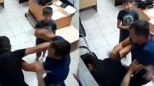 Oluyla beraber karakola gitmiti... Boanma aamasndaki kocaya, kaynosundan dayak