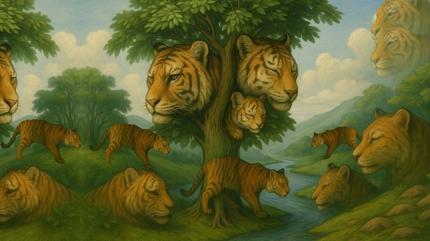 Zeka testi: Kaplanlarn arasndaki minik kedi nerede? Sadece ok dikkatli olanlar gryor