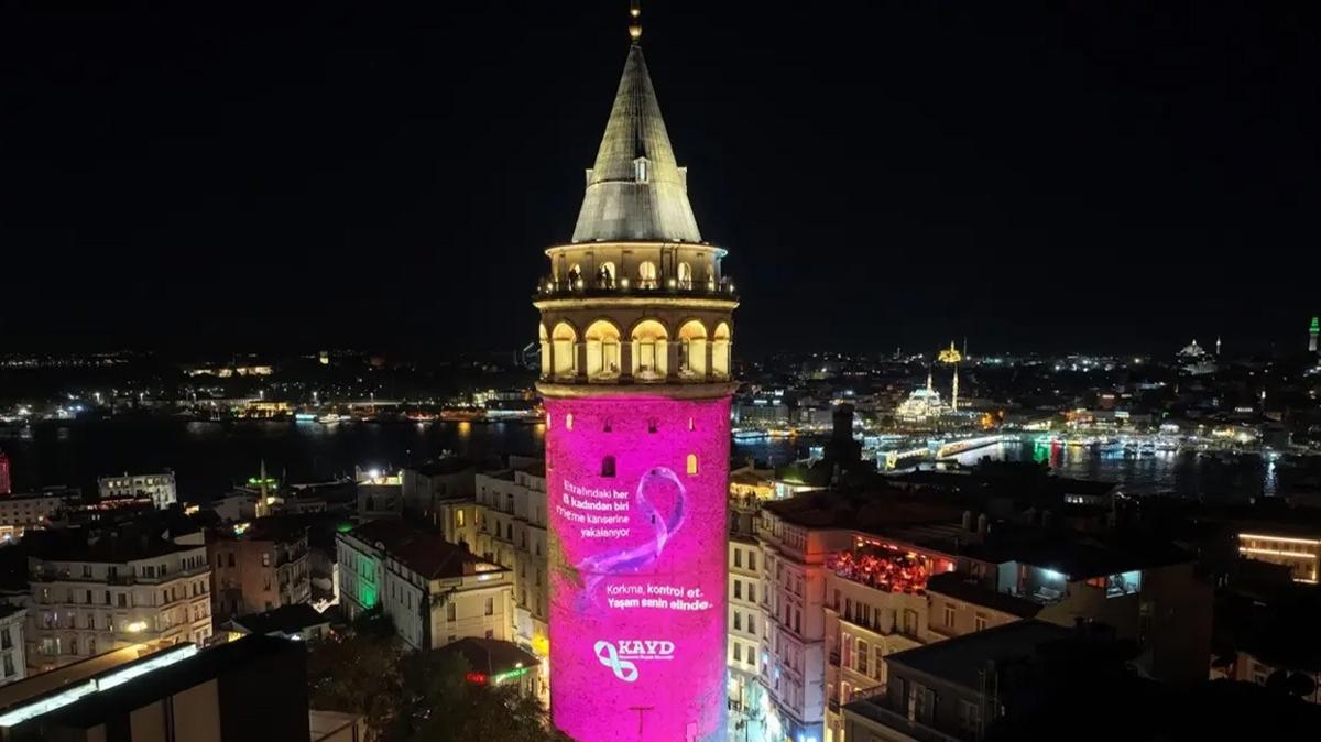Galata Kulesi farkndalk pembe klandrma fotoraflar resimleri