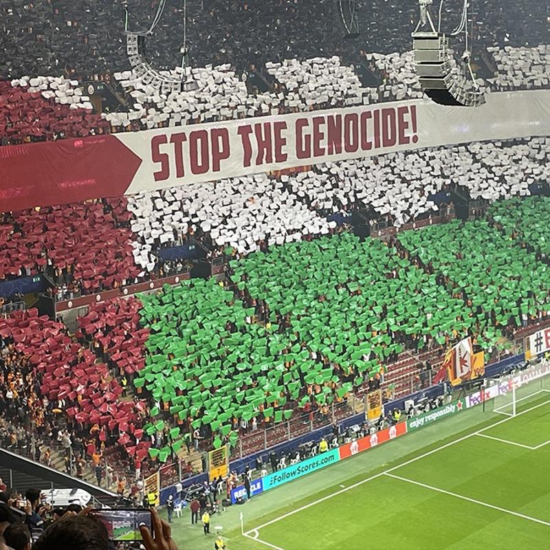 Galatasaray tribnleri Filistin'i unutmad! 'Soykrm durdurun'