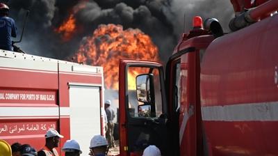 Basra'da patlama sesi... Gaz deposunda yangn kt: 1 ii yaamn yitirdi