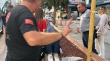 Samsun'da grnmez kaza! Yayann kafasna bariyer arpt
