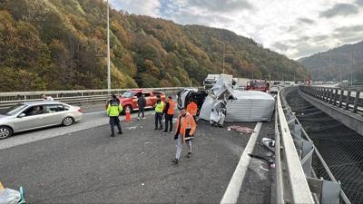 Bolu Da'nda trafii kilitleyen kaza