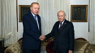 Ankara'da Cumhur zirvesi: Bakan Erdoan'dan MHP Genel Bakan Baheli'ye ziyaret