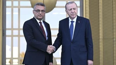 Erhürman Ankara'da... Başkan Erdoğan resmi törenle karşıladı