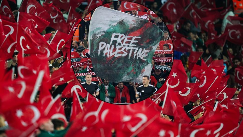 Bursa kırmızı beyaz! Tribünler Filistin'i de unutmadı