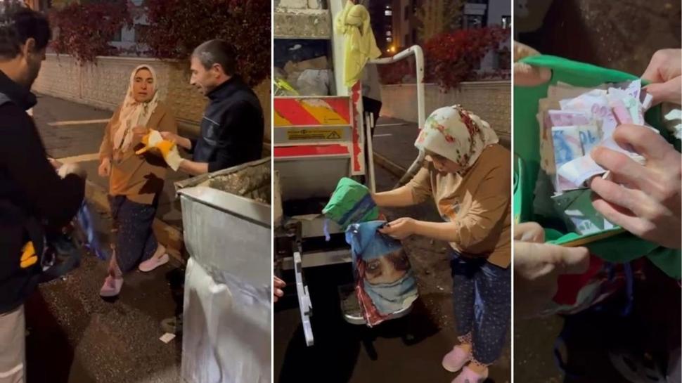 Bir anlık hata yoldan döndü! Çöp arabasını durdurup altınları buldular