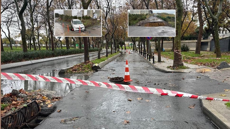 İstanbul'u sağanak vurdu: Yollar çöktü, araçlar mahsur kaldı