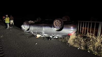 Gmhane'de otomobil devrildi: 5 yaral