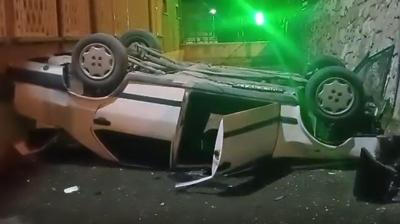 Otomobil 3 metrelik istinat duvarndan okul bahesine dt: 2 yaral