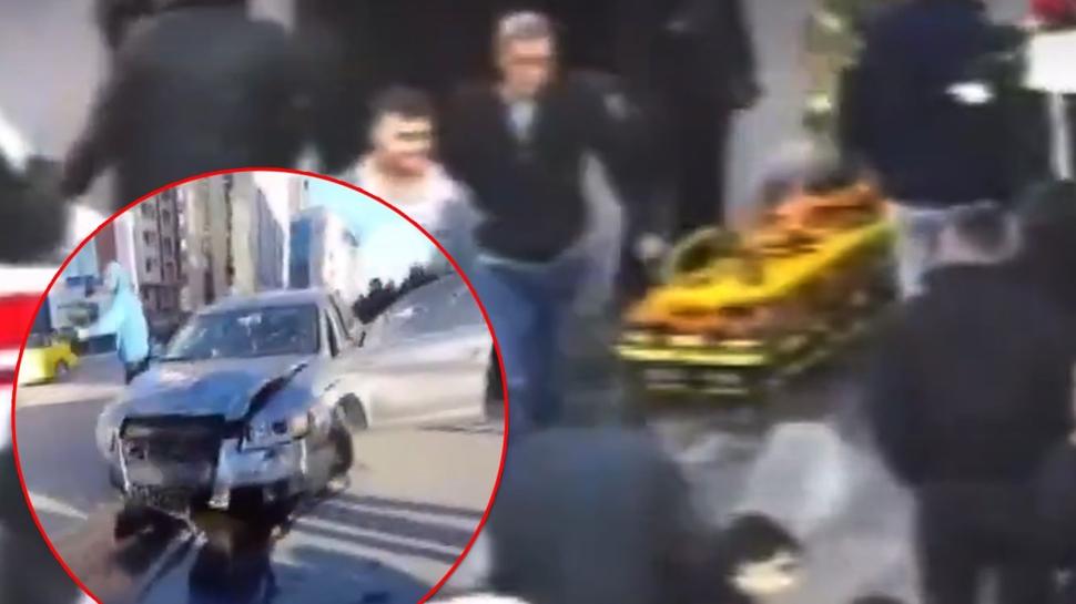 Yaya geçidinde can pazarı! Araç vatandaşların arasına daldı